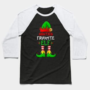 Funny Santa's Favorite Elf Squad Christmas Pajama Matching Baseball T-Shirt